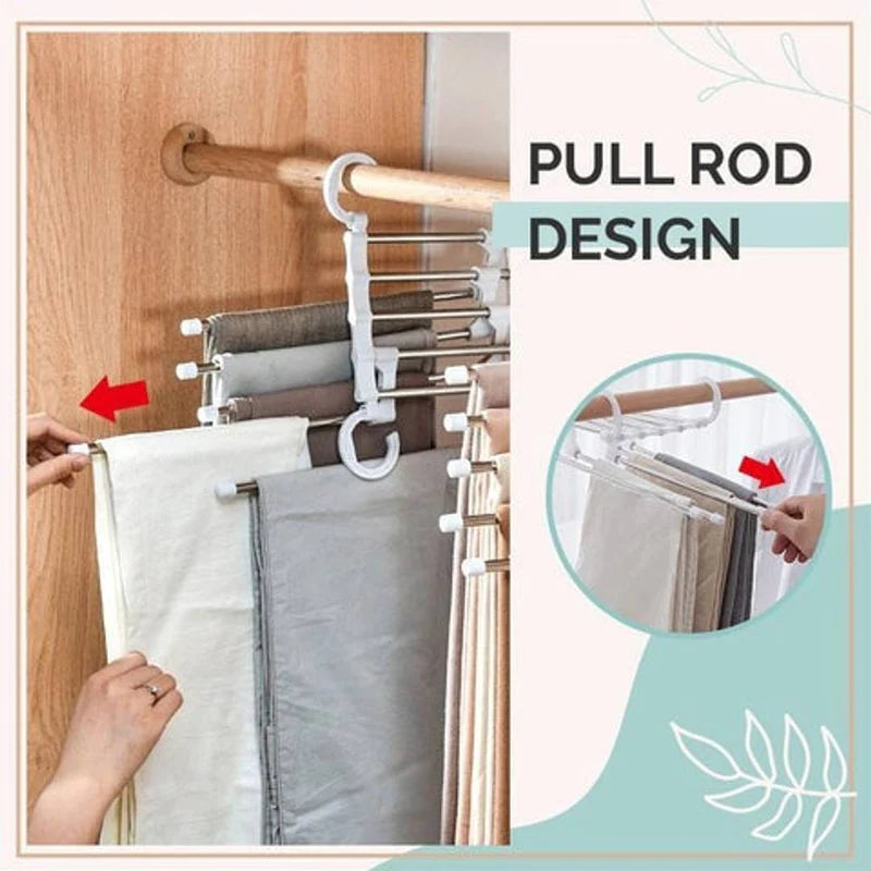 5 In 1 Stainless Steel Foldable Hanger (Pack of 2)
