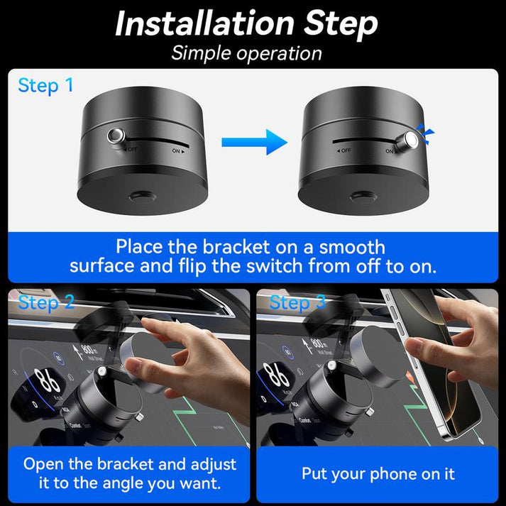 HoldSure Vacuum Magnetic Phone Holder | (All iPhones, Android & GPS Devices and Cases Compatible)