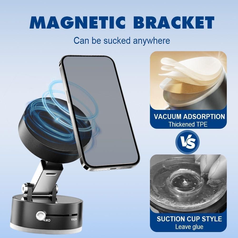 HoldSure Vacuum Magnetic Phone Holder | (All iPhones, Android & GPS Devices and Cases Compatible)