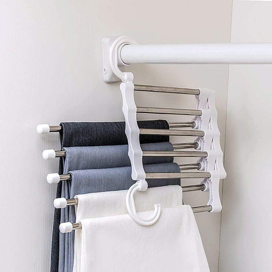 5 In 1 Stainless Steel Foldable Hanger (Pack of 2)
