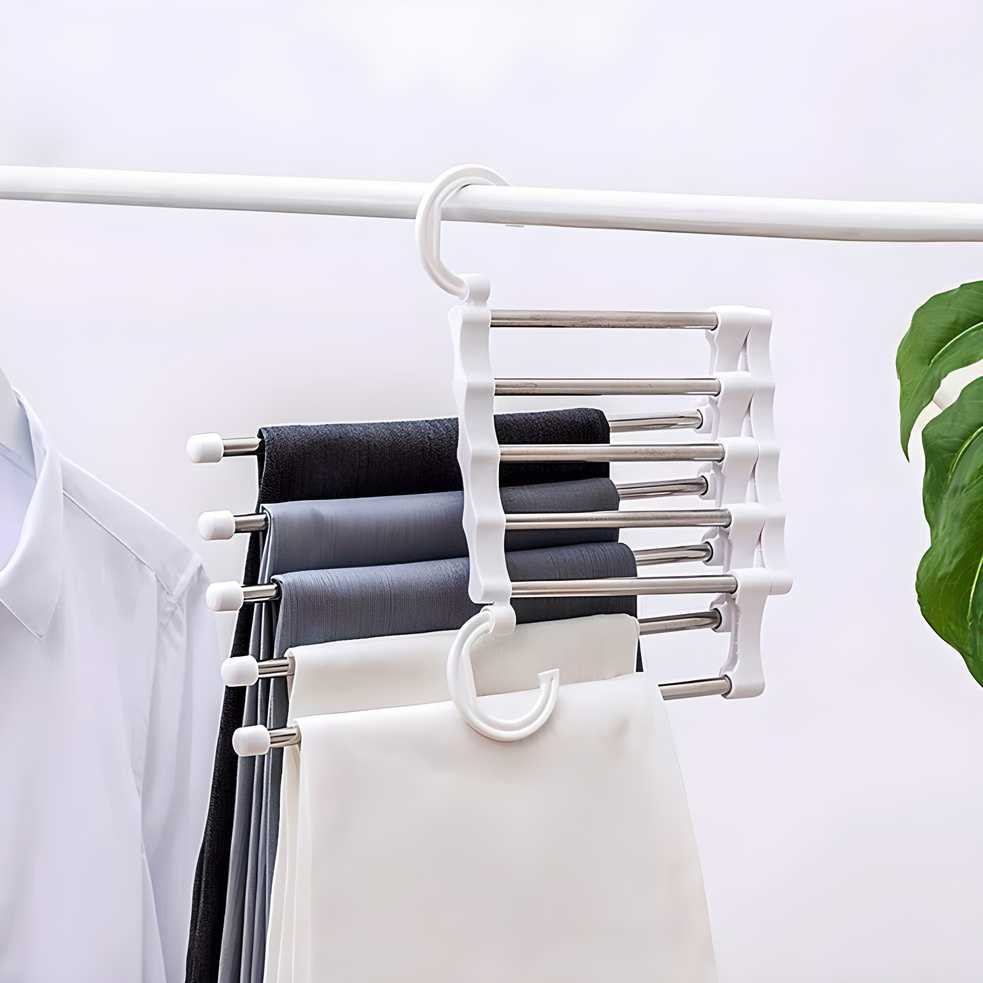 5 In 1 Stainless Steel Foldable Hanger (Pack of 2)