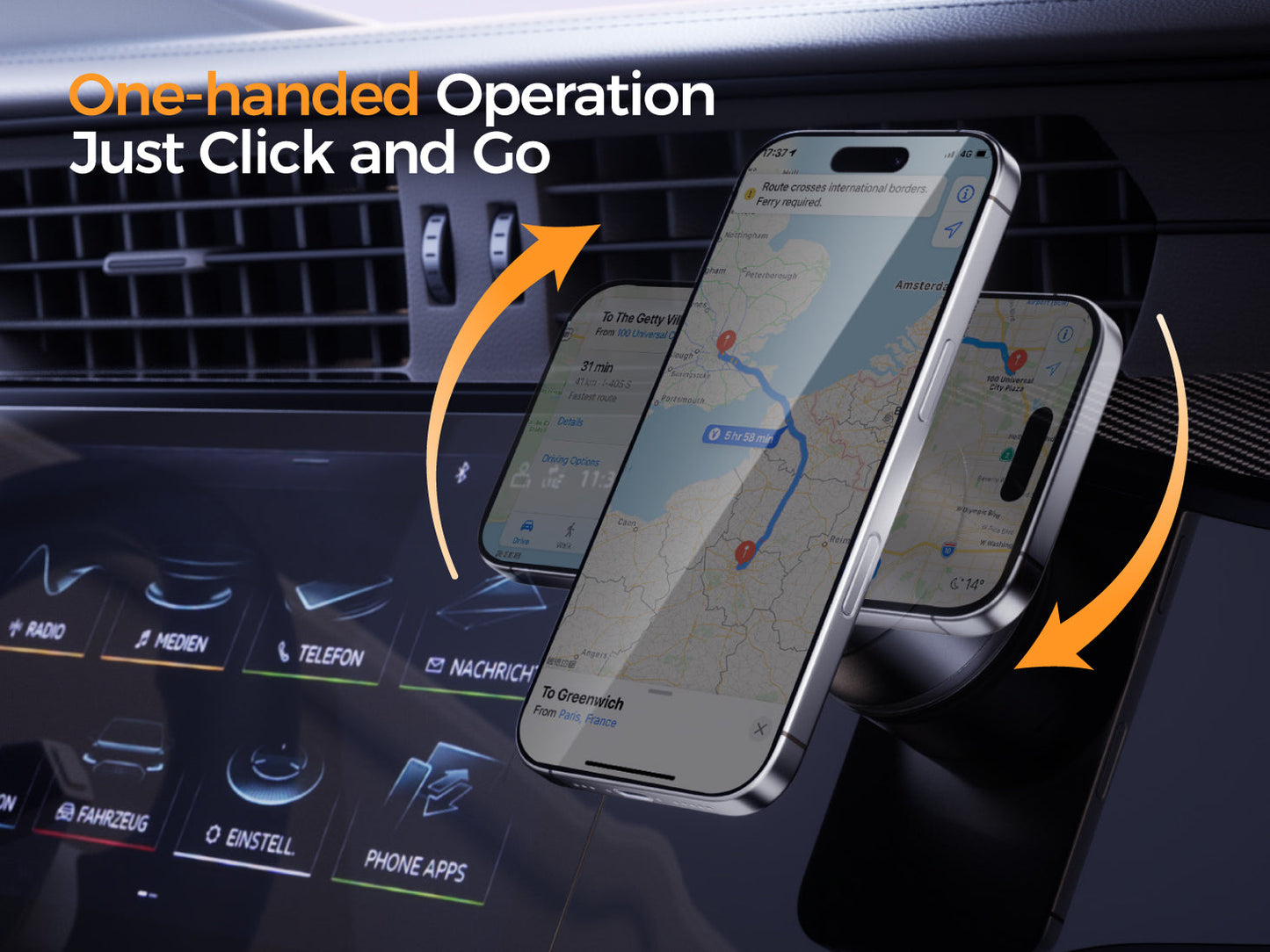 HoldSure Vacuum Magnetic Phone Holder | (All iPhones, Android & GPS Devices and Cases Compatible)
