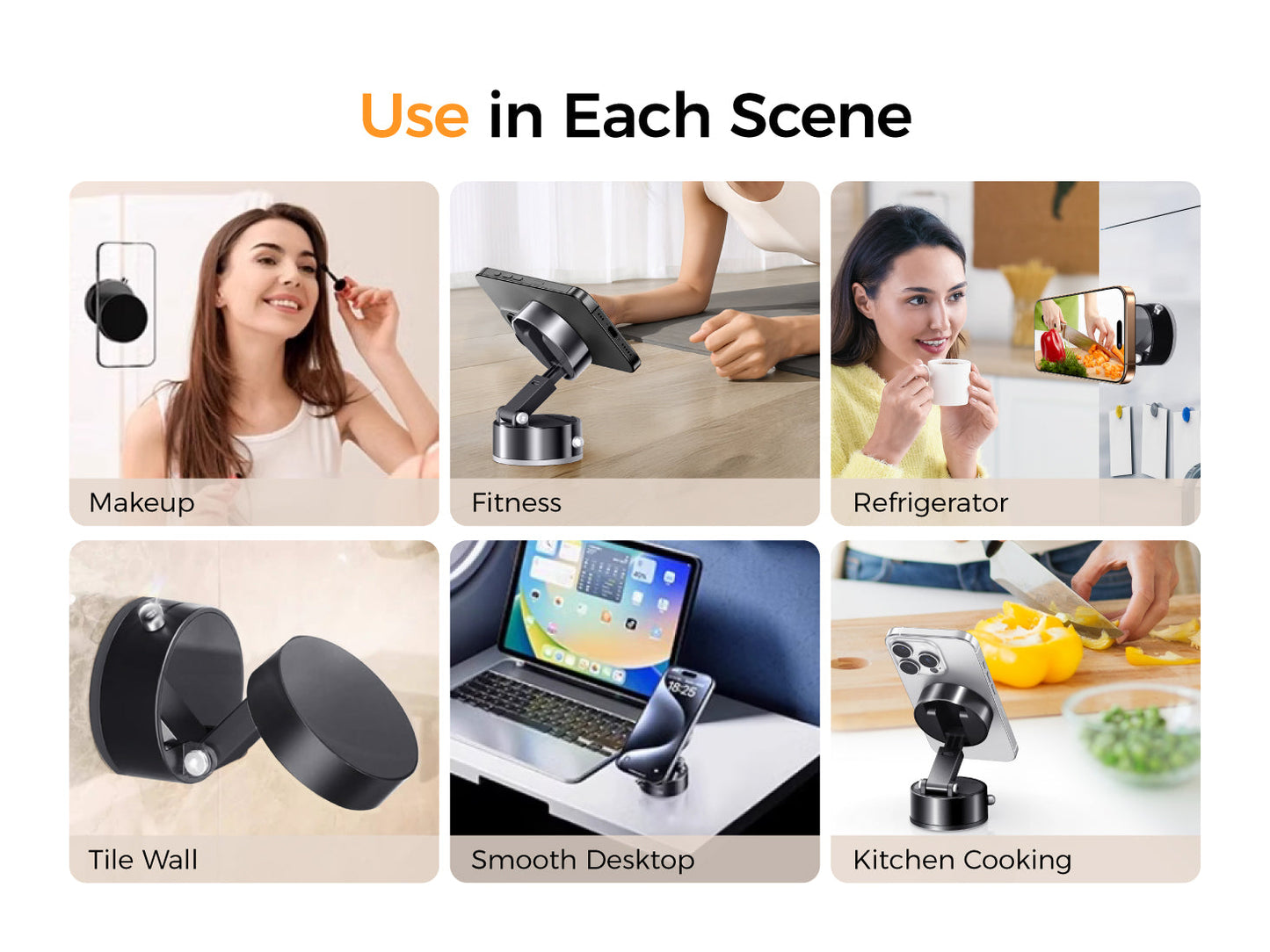 HoldSure Vacuum Magnetic Phone Holder | (All iPhones, Android & GPS Devices and Cases Compatible)