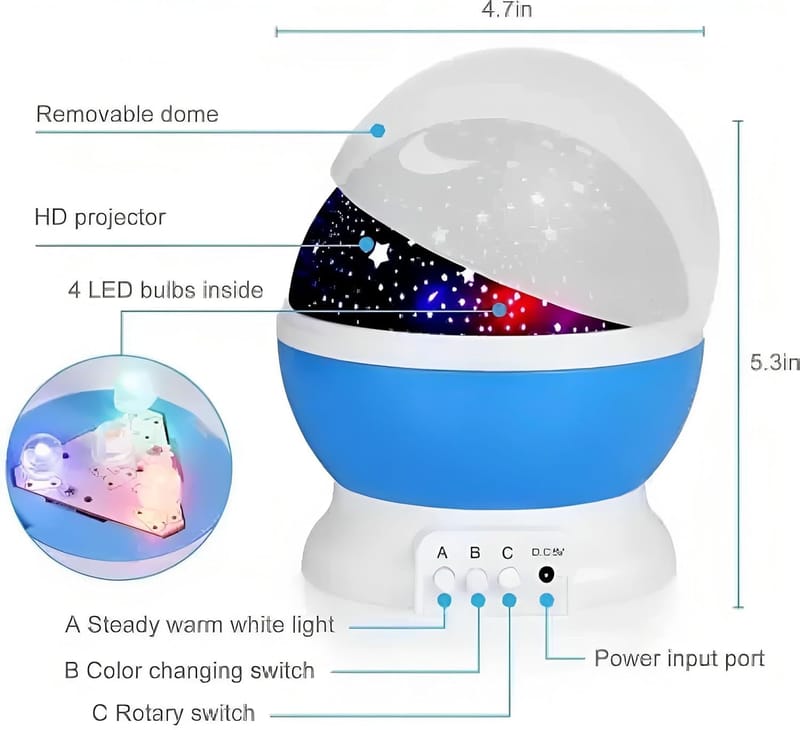 StarGrazing - Color Changing Rotating Moon Night Projection Lamp