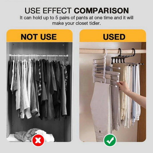 5 In 1 Stainless Steel Foldable Hanger (Pack of 2)
