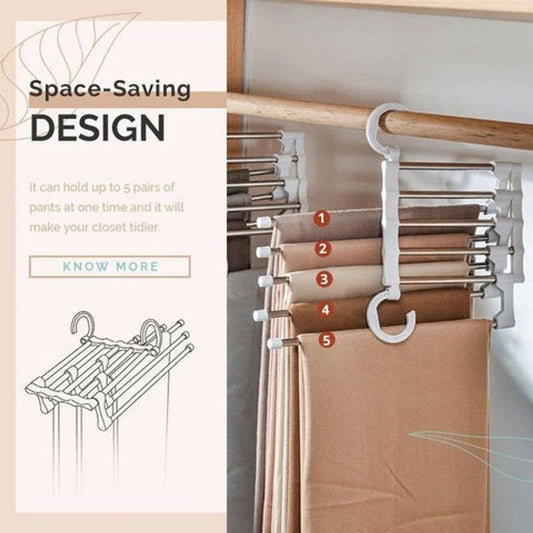 5 In 1 Stainless Steel Foldable Hanger (Pack of 2)