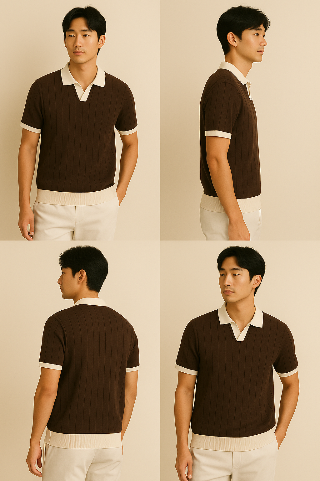 Vintage Riviera Premium Polo T-Shirt Pack of 4 (Brown + Green + Beige + Blue)